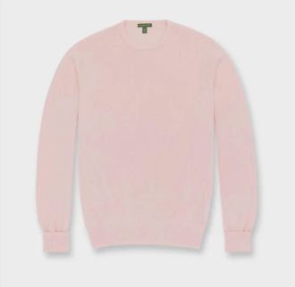 Sid Mashburn Mens Long Sleeve Crewneck Sweater In Pale Pink Ice Cotton