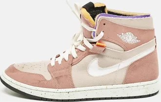 Air Jordan s Beige/white Leather And Canvas Jordan 1 Mid Tan Gum Sneakers