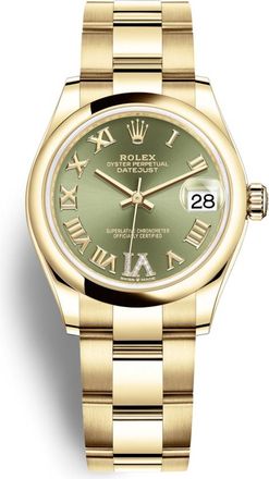 Rolex Datejust 31 Olive Green Dial Automatic Ladies 18kt Yellow Gold Oyster Watch 278248GNRDO