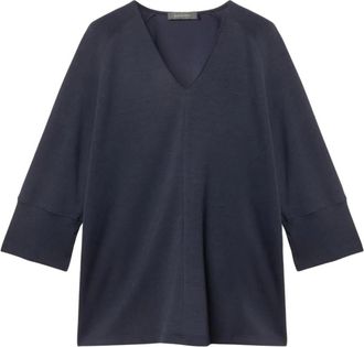 Elena Miro Stijlvolle Gebreide Top - Dames - Longsleeves - Blauw - M - Tops