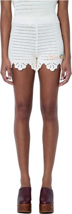 Chlo&eacute; Shorts de punto de crochet de algod&oacute;n - Shorts - Mujer - Beige - S