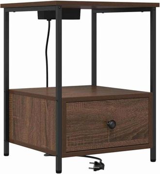 vidaXL Vidaxl - Bedside Cabinet with Charging Station Brown oak Engineered Wood