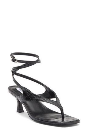 Steve Madden Rayger Ankle Strap Heel Sandal in Black Croc at Nordstrom Rack, Size 6