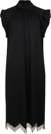 Lanvin Abito con Fiocco Ricamato in Sabl&eacute; - - Dresses - Donna - Nero - M