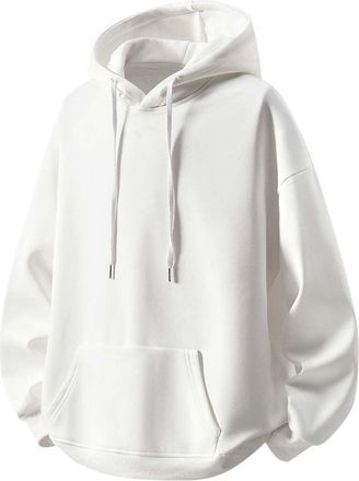 Generic Mens Oversized Hoodie Autumn Designer Jumpers Long Sleeve Baggy Gym Hoodies Solid Colour Sports Pullover with Pocket Drawstring Hooded Sweatshirts for