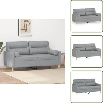 vidaXL The Living Store Divano a 2 Posti con Cuscini Grigio Chiaro 140 cm in Tessuto - Cuscino decorativo