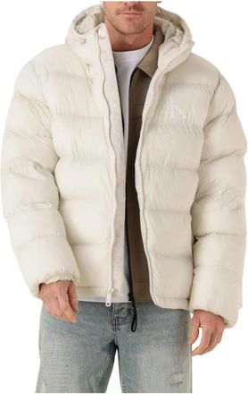 Calvin Klein Ecru Puffer Jas LS Nylon Monogram - Heren - Winterjassen - Beige - L - Nylon - Jassen