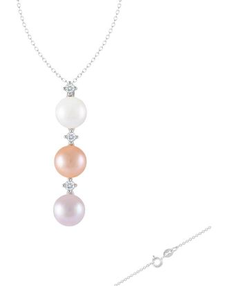 Splendid Pearls Silver 8-8.5Mmmm Pearl Cz Pendant