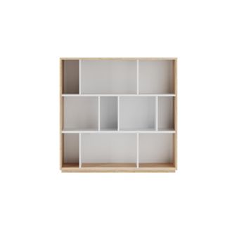 HERDASA Estanter&iacute;a Librer&iacute;a, Colecci&oacute;n Nack, Con 3 Niveles De Altura En Melamina Color Roble-blanco