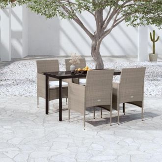 vidaXL Vidaxl - Juego De Comedor De Jard&iacute;n 5 Piezas Con Cojines Beige Y Negro