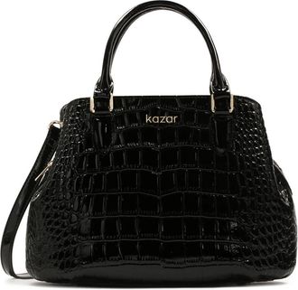 Kazar Elegante stijve handtas met handvatten - Dames - Handtassen - Zwart - ONE Size - Leer - Tassen