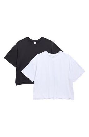 90 Degree by Reflex Echo 2-Pack Supersoft High-Low Boxy T-Shirts in Black/White at Nordstrom Rack, Size X-Small
