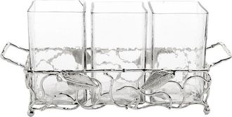 Alice Pazkus Silver Leaf Cutlery Holder With Hammered Glass Inserts