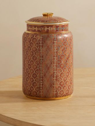 L'OBJET Barattolo Grande In Terracotta Con Finitura Oro Ashanti - Rosso