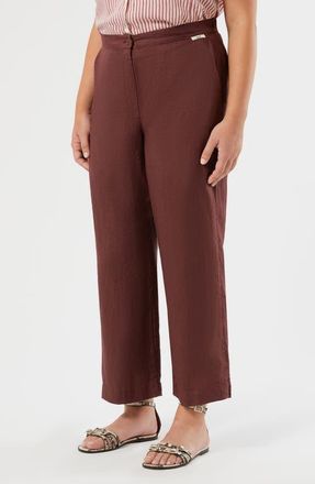 Marina Rinaldi Vorafo Wide Leg Linen Pants in Bordeaux at Nordstrom, Size 16W