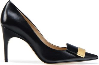Sergio Rossi Pumps, female, Black, Size: 4 1/2 US Black Leather Pointed Toe Pumps