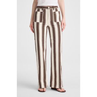 Madewell The Emmy Stripe Wide Leg Pants in Dark Brown Stripe at Nordstrom, Size 26