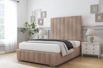 Comfort Beds Paris Naples Bed Frame - 50 Upholstered Headboard in Light Brown | Size: Single