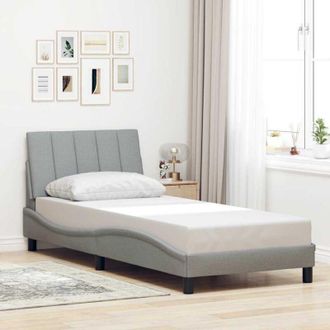vidaXL Estructura De Cama Sin Colch&oacute;n Hanko Tela Gris Claro 90x190 Cm Vidaxl