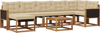vidaXL Conjunto De Sof&aacute;s De Exterior 8 Uds. Natural Y Beige Vidaxl