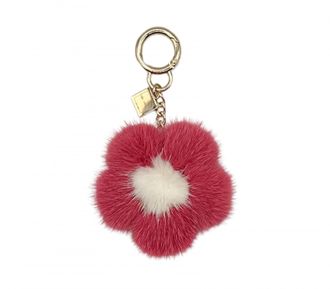Linda Richards Womens Mink Flower Bag Charms In Red