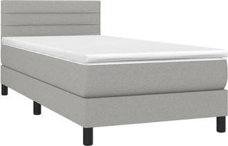 vidaXL Vidaxl - Cama Box Spring Con Colch&oacute;n Tela Gris Claro 100x200 Cm