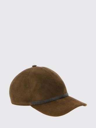 Brunello Cucinelli Cappello da baseball in pelle scamosciata con monile