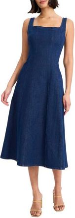 Maggy London Sleeveless Denim Midi Dress in Dark Wash at Nordstrom, Size 16