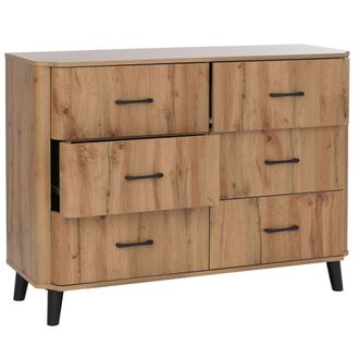 Hhg C&oacute;moda Hhg-772, Aparador, 6 Cajones, 86 X 120 X 40 Cm, Acabado Roble Wotan