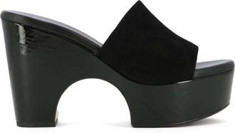 Robert Clergerie Minimalistische su&egrave;de klomp met architectonische sleehak - Dames - Muiltjes - Zwart - 39 EU - Su&egrave;de - Schoenen