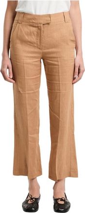 Marella Broeken, Dames, Bruin, S, Linnen, Falco Cropped Broeken