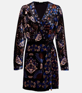 Farm Rio Arabesque Mix Scarves velvet wrap dress
