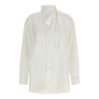 Kenzo Overhemden, Dames, Wit, S, Katoen, Cotton Poplin Lavalli&egrave;re Shirt