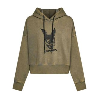 John Richmond Hoodie met grafische print op de voorkant - Dames - Hoodies - Beige - S - Katoen - Hoodies & sweatvesten