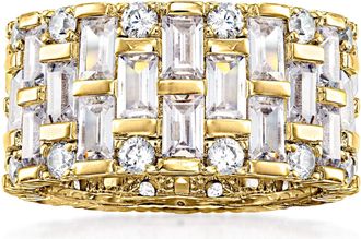 Ross-Simons Baguette and Round CZ Eternity Band in 18kt Gold Over Sterling
