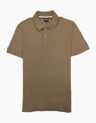 HUGO BOSS Mens Hugo Boss Pallas Embroidered Logo S/s Polo Dark Brown 361 - Tan - Size: 40