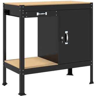 vidaXL Banco da lavoro con cassetto con blocco Nero 90 x 49 x 91 cm vidaXL