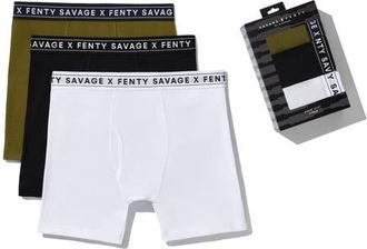 Savage x Fenty Savage Classics 3-Pack Boxer Briefs in Black Caviar/Green O at Nordstrom, Size Xxx-Large