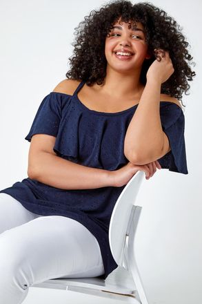 Roman Cold Shoulder Frill Detail Top