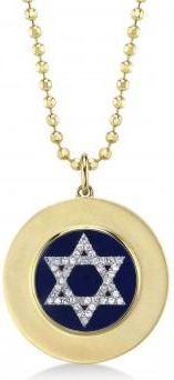 Allurez Lapis & Diamond Jewish Star of David Disc Pendant Necklace 14K Yellow Gold (2.59ct)