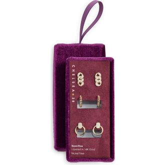 Chelsea28 3 Pairs of Demi Fine Link Earrings in Clear- Gold at Nordstrom Rack