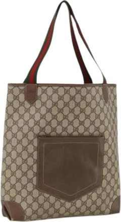 Gucci Pre-owned Tote Bags, female, Beige, Size: ONE SIZE Pre-owned Vintage GG Canvas Tote Bag
