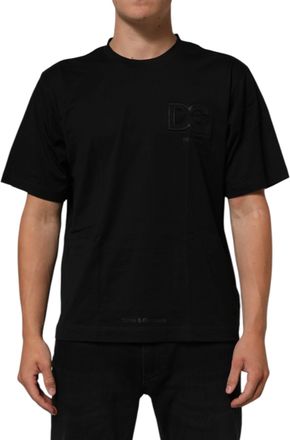 Dolce & Gabbana Mens Logo Short Sleeve Tee - Black Cotton - Size EU 50 (Mens)