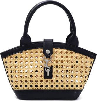 Adornia Black Kane Rattan Shoulder Bag with Removable Strap
