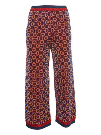 Gucci patterned trousers - women - Wool/Metallised Fibres/Polyamide - M - Blue