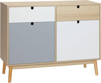 HOMCOM Homcom - Aparador Auxiliar De Sal&oacute;n Con 2 Armarios Cerrados Y 2 Cajones Patas Elevadas De Madera De Pino Para Cocina Dormitorio 100x40x79,5 Cm