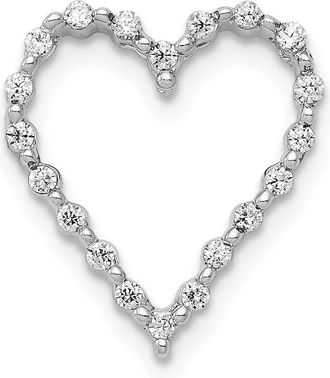 Diamond2Deal 14k White Gold 1/5ct. Diamond Heart Chain Slide Pendant