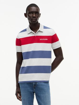 Tommy Hilfiger Mens Regular Fit Striped Polo - Blue - XXXL