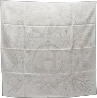 Herm&egrave;s Please Hold The Line zijden sjaal met 90 print - Wit