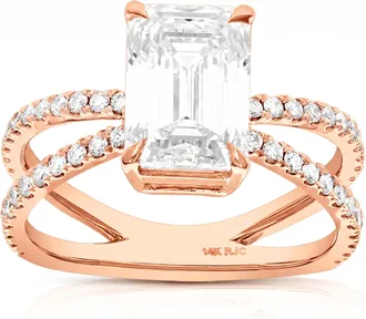 Vir Jewels 4 cttw Emerald Lab Grown Diamond Engagement Ring in 14K Rose Gold For Women